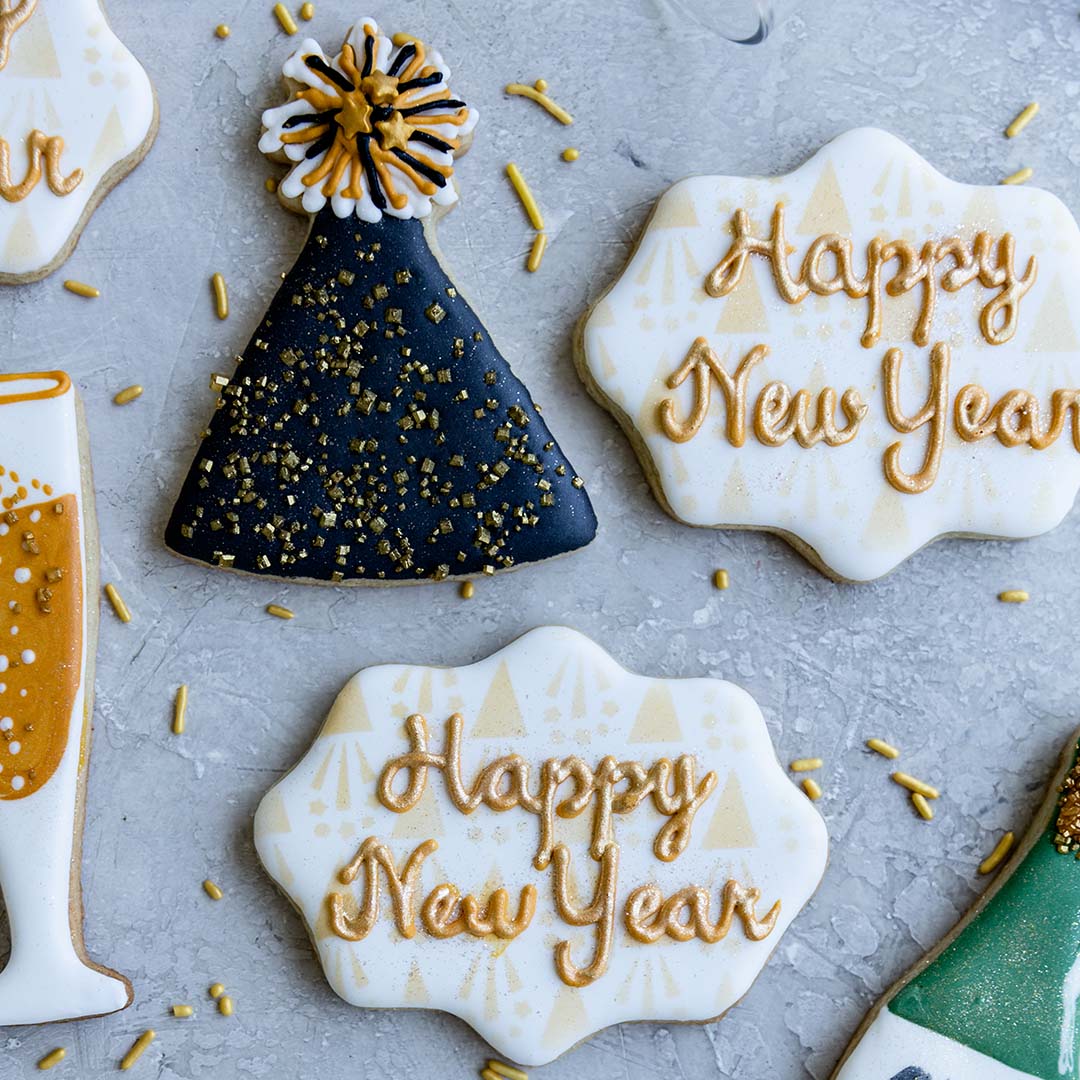 New Years Decorated Cookie Set